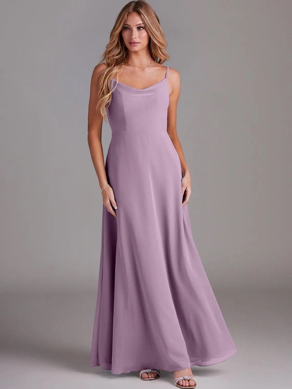 Azazie Daenerys A-Line Cowl Chiffon Dress in Wisteria! 💜